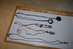 Vintage to now lot of 5 leather stone pendant necklaces