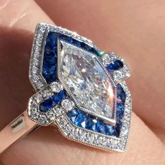 3Ct Art Deco Style Lab Created Diamond Engagement Wedding 14K White Gold FN Ring