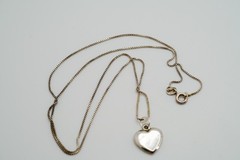 Vintage Sterling Silver Heart Pendant 1.7cm Necklace 22″ JB39