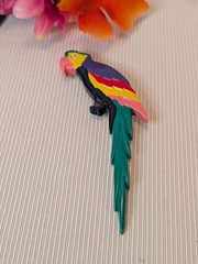 Colorful Parrot Brooch Pin With Vibrant Multicolor Design & Secure Clasp Back