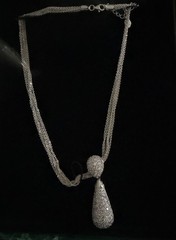 Suzanne Somers 2002 HSN Sterling Silver Multi-strand Clr CZ Large Drop Pendant