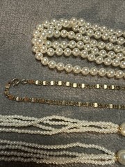 Lot of Necklaces Vintage (2) Lady Remington Faux Pearl (1) Gold Chain
