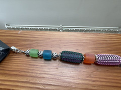 Vintage signed Artisan MK Micky Krunkle Caged Art Glass Beaded 19″ Necklace