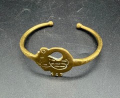 Vintage West African Ashanti Brass Sankofa Bird Cuff Bracelet