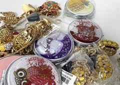 Mixed Jewelry Lot Bundle Large Pendant Necklaces Floating Glitter Compacts Bling