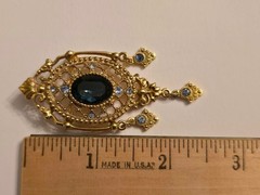 British Royal Style Costume Jewelry BROOCHES Faux Blue Topaz Stones – Set of TWO