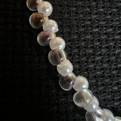 Handmade fauxpearl clear glass deaded necklace gold tone clasp choker strand