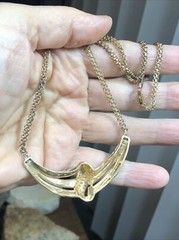 1. Vintage Statement Necklace, 1/2 CT Lab Created Diamonds, 14kt Gold over Brass