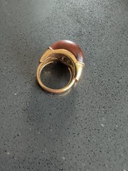Vintage Lanvin Gold Tone Tortoise? Ring Sz 6.75 P25