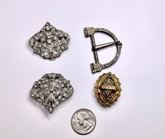 Deco jeweled belt buckle-belt clasps-Etruscan revival pin-pendant-Victorian