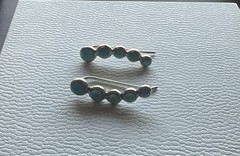 Sterling Silver 925 Graduating Faux Turquoise Glass Earrings Ear Climber SI Mark