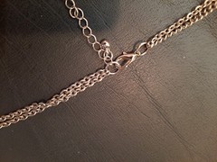 Vintage Modern Silvertone White/ Clear Bezel Multistrand Necklace 30″