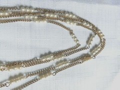 Vintage Chain & Faux Pearls Necklace 30 Inches. As Pictured -VM233