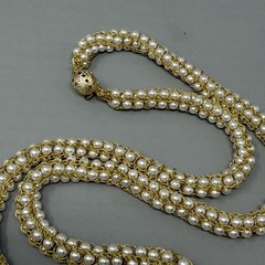 Mini Faux Pearl Necklace Gold Tone Woven Tension Layers Twist Stretchy Handmade