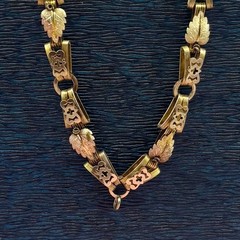 Victorian Tri-Gold Filled Book Chain Necklace Germany Pendant Ring 20.5”
