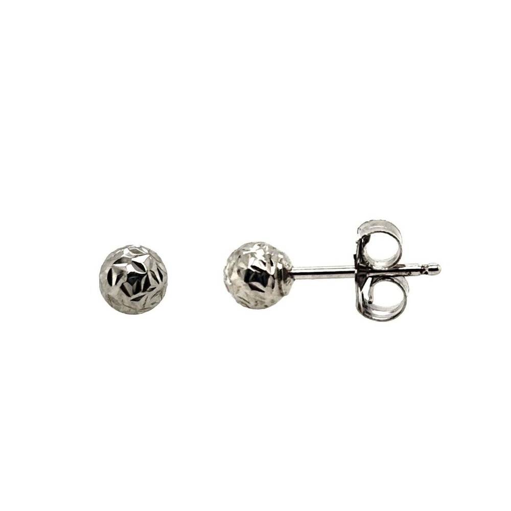 925-Sterling-Silver-Round Diamond Cut Ball Stud Earrings