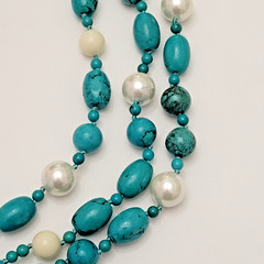 Southwest Style by JTV Turquoise Agate Pearl Multi Strand Endless Necklace ~30″
