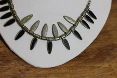 Vintage Sterling Silver Black Onyx Bib Necklace Dangle Fringe 22 g
