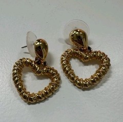 Vintage Y2K Avon Gold Heart Dangle Drop Stud Earrings Butterfly Back Tuscan