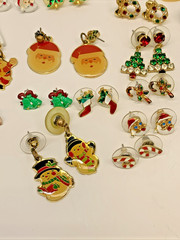 Vintage To Modern Lot of 40 Christmas Holiday Pierced Earrings Costume Jewelry