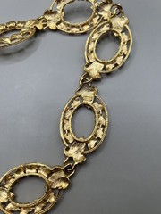 VTG 80’s TRIFARI CHUNKY GOLD-TONE PANEL LEAF & IVY NECKLACE / CLIP ONS NWT & BOX
