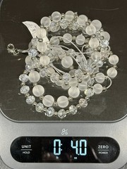 Vintage Coronet Frosted Glass Crystal Faceted Triple Strand Necklace & Bracelet