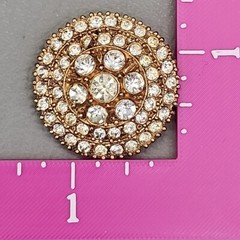 Vintage Rhinestone Brooch Round Domed 1 3/8″