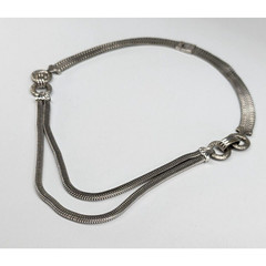 Antique Art Deco Slinky Snake Chain Silver Tone Multi Strand 19″ Necklace
