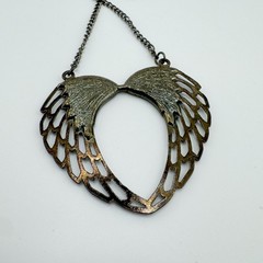 Vintage Angel Wing Rhinestone Necklace Y2K Glamorous Statement Avant Garde