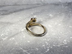 Vintage Gold Tone Blue Rhinestone Ring Size 5.5