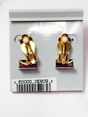 Vintage Gold Tone Rhinestone Clip On Earrings NOS On Original Card 1980s-1990s