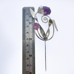 Vintage Art Nouveau MCM Art Deco Sterling Purple Amethyst Floral Spray Brooch