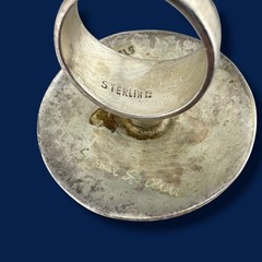 Vintage Suzanne St. Claire Sterling Silver Hammered Disc Ring Size 7.5