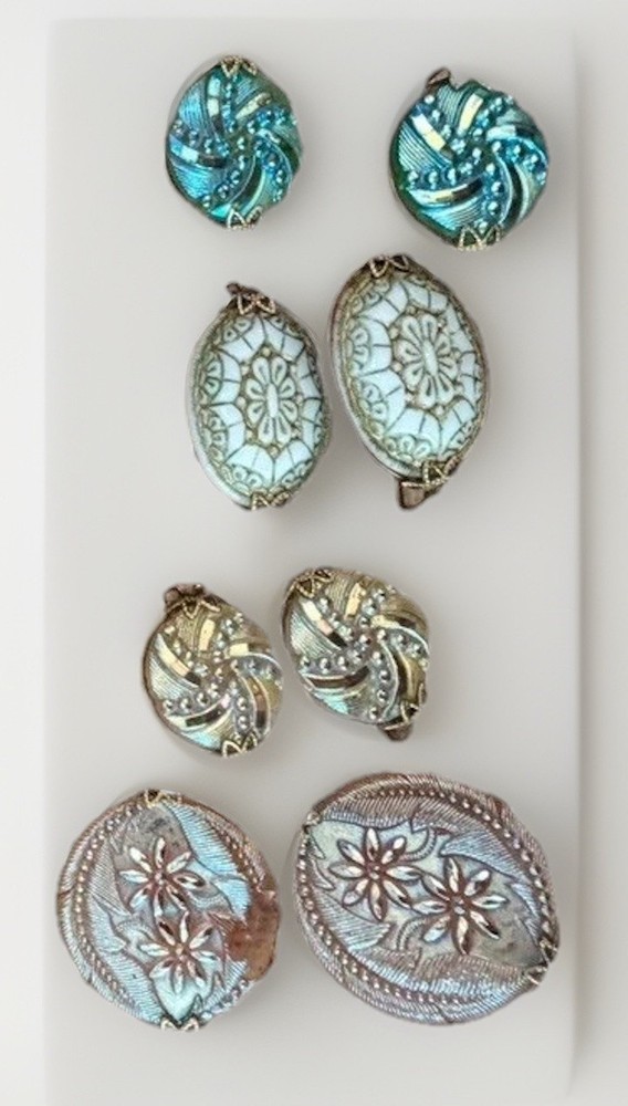 VTG Iridescent Hillcraft Castlecraft Czech Glass Slide Earrings LOT CRAFT READ