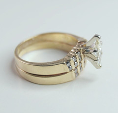 Vintage 14k Yellow Gold 23 Stone Diamond .62ctw Wedding Set Lady’s Ring Size 5