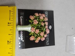 VINTAGE ENAMEL RHINESTONE PINK ROSE FLOWER BOUQUET VASE BROOCH PIN SIGNED