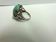 vintage turquoise sterling silver ring sz 5.50 wgt 6.5 grams lg sz stone