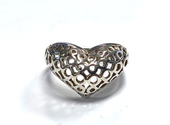 Estate 925 Sterling Silver Filigree Dome Heart Ring Size 8