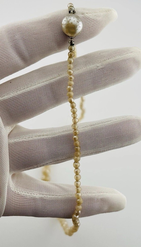 Vintage Faux Glass Pearl Necklace 17 Inches Choker