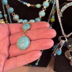 Jewelry Lot Faux Turquoise Blue Southwestern Style Necklaces Bracelets Earrings