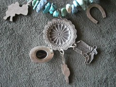 Silvertone Southwestern Theme Turquoise Chips Sweater Dress Clip Collar Pin 30g