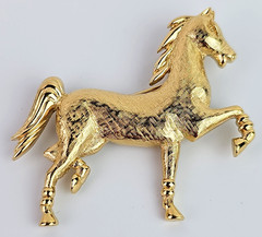 Vintage Brooch Trifari Horse Prancing Gold Tone Figural 2 inch Marked