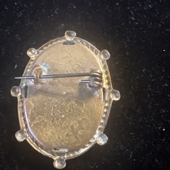 Antique C Clasp Portrait Cameo Brooch. ￼