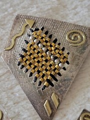 VTG SHARON M. DONOVAN MICHIGAN EARRINGS & PIN 14KT GOLD STERLING AWESOME DESIGN