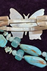 Vintage Butterfly Bracelet W/ Abalone Shell & Turquoise & Lucite Necklace