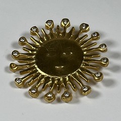 Beautiful Large Sun Face Brooch Rays Rhinestones 2.8″ Modernist