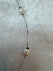 STUNNING demure Sterling Silver 925 baroque genuine pearl chain Necklace y2k 90s