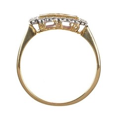 18KT GOLD FINISH RUBY AND LAB CREATED DIAMOND CLUSTER 925 STERLING SILVER RING