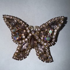 Weiss Brooch Pin Pink Butterfly 2.5 Inches Vintage Brilliant