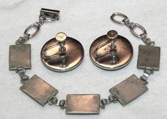 Vintage Hoffman Blue Morpho Butterfly Wing Bracelet w Earring Set Silver Tone